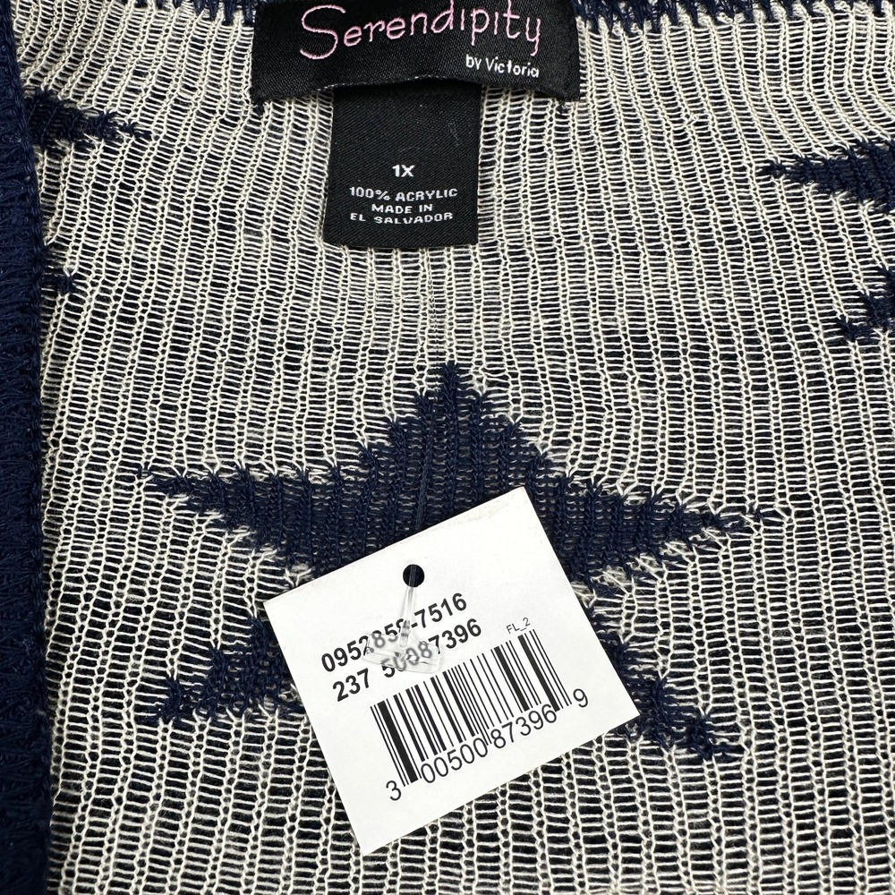 Serendipity by Victoria American Flag Knit Fringe Vest Women 1X Stars Stripes - Picture 3 of 8